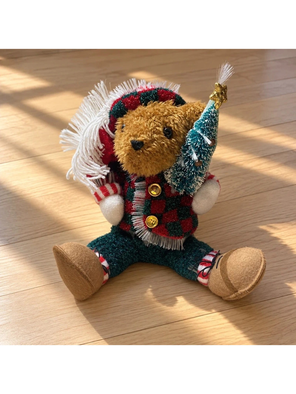 Vintage 2003 Avon Sparkling Holiday Fiber Optic Teddy Bear Christmas Light Up